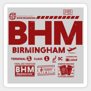 Vintage Birmingham BHM Airport Code Travel Day Retro Travel Tag Alabama Magnet